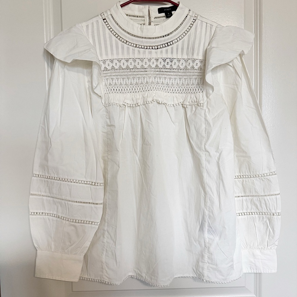 NWT J. Crew Cocheted Ruffled Top